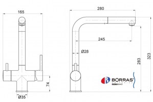MEDIDAS MONOMANDO COCINA OSMOSIS EXTRAIBLE BORRAS